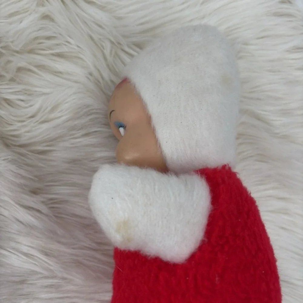 VTG Valentine Rubber Face‎ Plush Doll Crying, Red/White 12